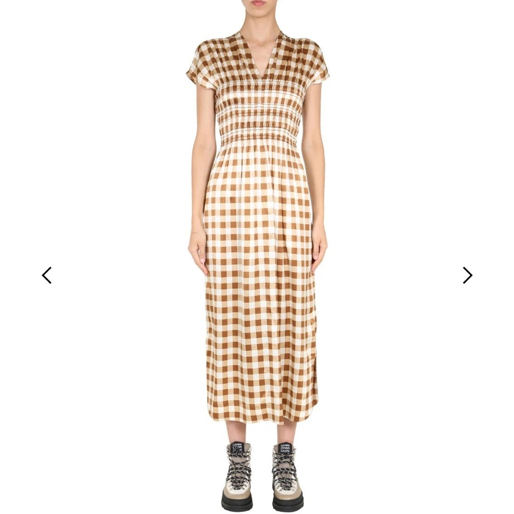 ISO Ganni Gingham Smocked Waist Dress Size 36